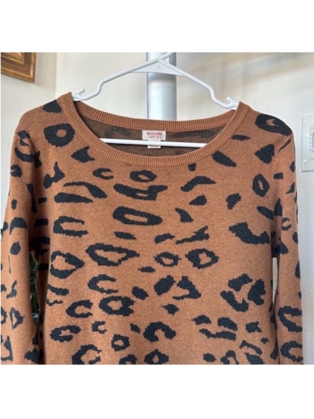 Mossimo Leopard Camouflage Knit Sweaters Sz M Crew Green Brown Black - Picture 10 of 14